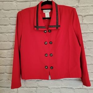 Miss Dorby Petites Vintage red cropped blazer with double front buttons size16P